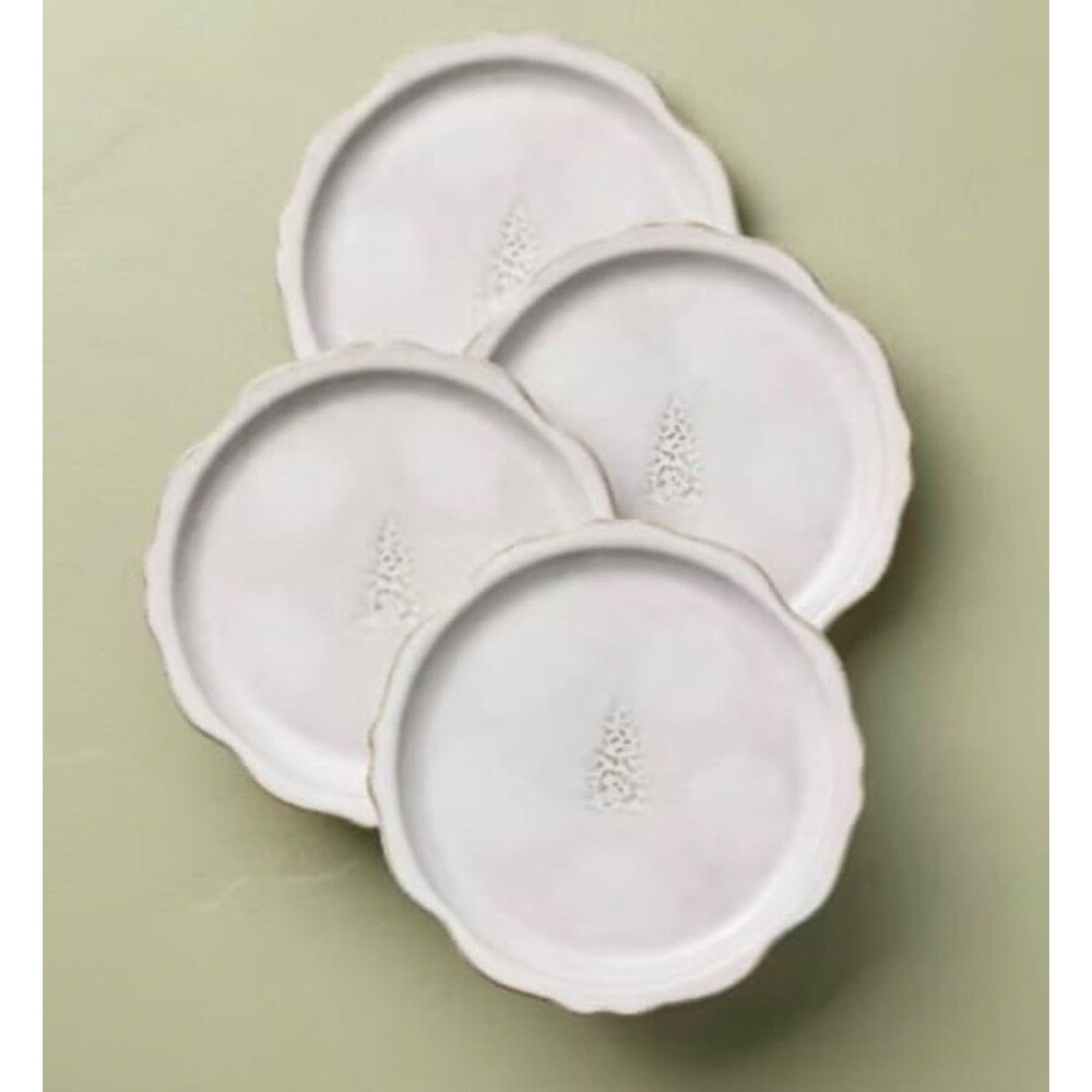 Hearth & Hand Magnolia Appetizer Plates Set 4 Christmas Tree Holiday Sour Cream